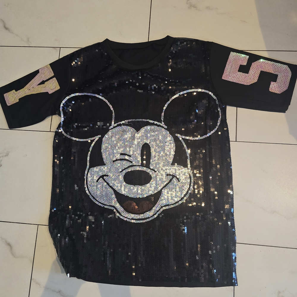 Sequin Mickey Mouse Dress - Black